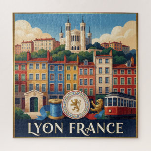 Puzzle Collage de monument touristique de Lyon France