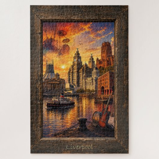 Puzzle Collage de musique et de monuments de Liverpool au (Vertical)