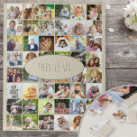 Puzzle Collage de photos de famille 40 photos Voici la ci<br><div class="desc">Puzzle photo personnalisé que vous pouvez customiser avec jusqu'à 40 photos différentes. Le texte est écrit en caractères maigres et se lit "This Is Us", que vous pouvez modifier si vous le souhaitez. Le modèle photo est prêt à vous permettre d'ajouter vos images travaillant de gauche à droite dans des...</div>