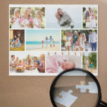 Puzzle Collage de photos de famille Grille maçonnerie bla<br><div class="desc">Créez votre propre puzzle photo personnalisé. Ce collage photo a une grille blanche en maçonnerie que vous pouvez customiser avec vos propres photos. Le modèle photo est prêt à vous permettre d'afficher 9 de vos photos de famille préférées qui s'afficheront automatiquement dans le style maçonnerie. Le design offre 2 paysages...</div>