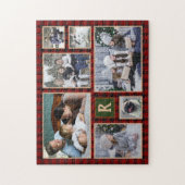Puzzle Collage de photos de la famille Monogramme Plaid R (Vertical)