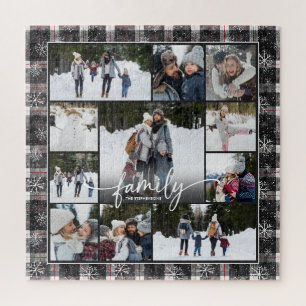 Puzzle Collage de photos de nom de famille Plaid d'hiver