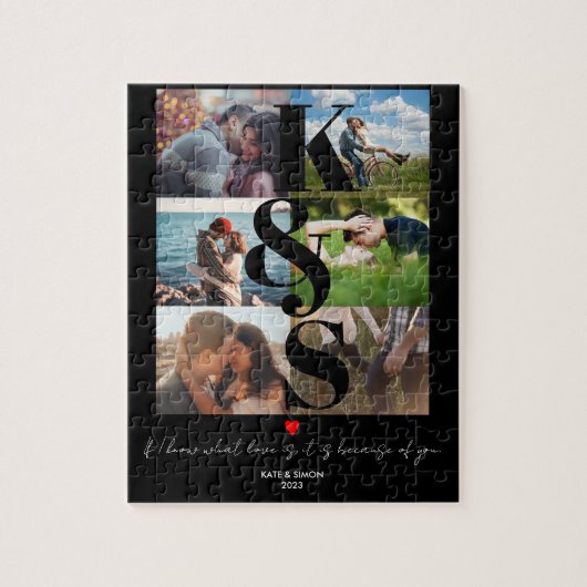 Puzzle Collage de photos en couple Cadeaux de devis perso (Vertical)