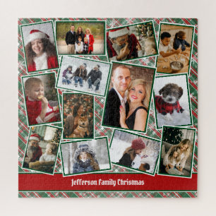Puzzle Collage de photos familiales Noël blanc vert roug