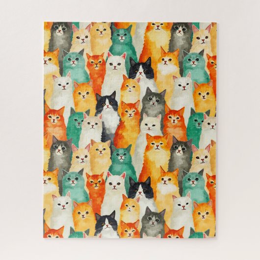 Puzzle Collage du Motif de chats aquarelle (Vertical)