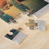 Puzzle Collage familial 4 photos sur bois rustique (Côté)