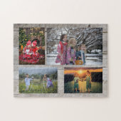 Puzzle Collage familial 4 photos sur bois rustique (Horizontal)