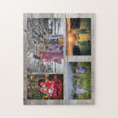 Puzzle Collage familial 4 photos sur bois rustique (Vertical)