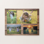 Puzzle Collage familial 4 photos sur bois rustique<br><div class="desc">Collage photo de famille puzzle Vous pouvez le personnaliser et ajouter vos plus belles photos. Super !</div>