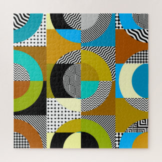 Puzzle Collage géométrique : cercles, motif vintage.