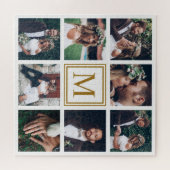Puzzle Collage personnalisé 8 Mariage Photo Monogramme Or (Horizontal)