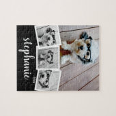 Puzzle Collage photo 4 tendance Nom du script noir blanc (Horizontal)