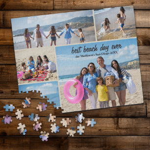 Puzzle Collage photo de famille de journée à la plage