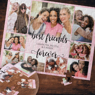 Puzzle Collage photo de l'amitié rose pour les BFFs