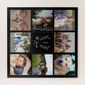 Puzzle Collage photo familial de 8 monogramme nom souveni (Horizontal)