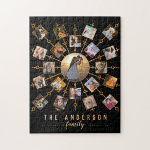 Puzzle Collage Photo Famille 21 Photos Black Gold + Nom