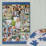 Puzzle Collage photo famille 31 Photo bleu<br><div class="desc">Puzzle photo collage personnalisé, présentant 31 de vos photos préférées. Ce puzzle amusant a une palette de couleurs arrière - plans de bleu foncé - mais vous êtes invités à modifier ceci à n'importe quelle couleur que vous voudriez. Le modèle photo créera le collage photo et affichera vos photos téléchargées...</div>