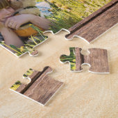 Puzzle Collage photo famille unique sur bois rustique gra (Côté)