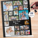 Puzzle Collage photo moderne de 19 photos noir personnali<br><div class="desc">Créez facilement une activité amusante et mémorable avec ce puzzle photo collage keepsaké avec 19 photos et personnalisées avec votre propre texte. Un titre modifiable en texte et sous-titre manuscrits est idéal pour toute personne ou occasion spéciale. L'échantillon est présenté dans les 252 pièces de 11x14"—d'autres options sont disponibles CONSEIL...</div>