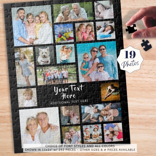 Puzzle Collage photo moderne de 19 photos noir personnali