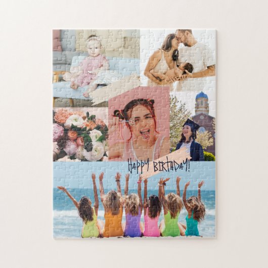 Puzzle Collage photo moderne Joyeux anniversaire mignon (Vertical)