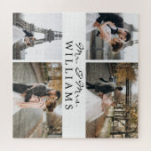 Puzzle Collage photo moderne Nouveaux mariés Monogramme B (Horizontal)