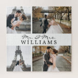 Puzzle Collage photo moderne Nouveaux mariés Monogramme B<br><div class="desc">Célébrez votre mariage récent avec ces 4 photos,  monogrammed.</div>