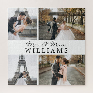 Puzzle Collage photo moderne Nouveaux mariés Monogramme B