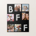 Puzzle Collage photo noir argent ami BFF<br><div class="desc">Un cadeau unique pour votre(s) meilleur(s) ami(s) célébrant votre vie avec un collage de 6 de vos propres photos,  photos. Un arrière - plan noir classique. Les lettres BFF sont écrites en faux argent avec une police de style ballon.</div>