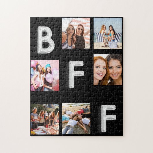 Puzzle Collage photo noir argent ami BFF (Vertical)