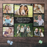 Puzzle Collage photo personnalisé des grands-parents du m<br><div class="desc">Donnez aux plus grands grands-parents du monde un amusant casse-tête photo collage personnalisé qu'ils vont chérir et profiter pendant des années. Vous pouvez personnaliser avec huit photos de famille de petits-enfants, d'enfants, d'autres membres de la famille, des animaux domestiques, etc., customiser s'ils sont appelés "Grand-mère & Grand-père", "Maman & Poppop",...</div>