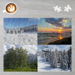 Puzzle Collage photo personnalisé personnalisé avec quatr<br><div class="desc">Téléchargez vos photos et créez facilement votre casse-tête photo collage. Vous pouvez TRANSFÉRER ce DESIGN sur d'autres produits Zazzle et l'ajuster à la plupart des articles Zazzle. Vous pouvez également cliquer sur CUSTOMISER PLUS LOIN pour ajouter, supprimer ou modifier des détails comme la couleur arrière - plan, le texte, la...</div>