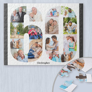 Puzzle Collage photo pour 60e anniversaire Nombre 60 15 P