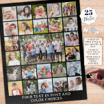 Puzzle Collage photo simple 25 personnalisé<br><div class="desc">Créez une activité amusante et mémorable avec ce puzzle photo collage keepsaké en utilisant un modèle facile à télécharger avec 25 photos et personnalisé avec votre texte personnalisé dans votre choix de style de police et de couleurs (montré en blanc sur noir). OPTIONS : L'échantillon est affiché sur la taille...</div>