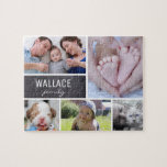 Puzzle Collage photos avec nom de famille, 5 photos<br><div class="desc">Customisez ce puzzle avec leurs photos de famille comme un cadeau amusant. Changez toutes les photos et le nom de famille. *N'hésitez pas à me contacter si vous avez besoin d'aide pour ma conception à l'adresse info@lddesignloft.com</div>