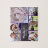Puzzle Collage photos nom de famille violet (Vertical)