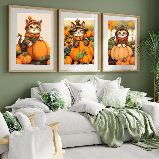 Puzzle Collection de Citrouilles d'automne Cute Cat