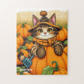 Puzzle Collection de Citrouilles d'automne Cute Cat (Vertical)