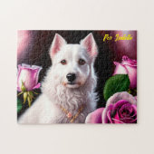 Puzzle Collection rose Et Chien Blanc (Horizontal)