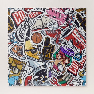 Puzzle College Fun, Colorée Motif Vintage
