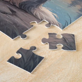 Puzzle Collie à la robe blanche et bleue (Côté)