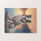 Puzzle Collie à la robe blanche et bleue (Horizontal)