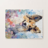 Puzzle Collie aquarelle colorée artwork (Horizontal)
