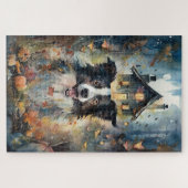 Puzzle Collie de Border Halloween avec citrouilles effray (Horizontal)