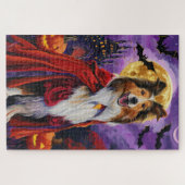 Puzzle Collie Rough Halloween Vampire Citrouilles Effraya (Horizontal)