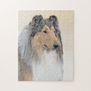 Puzzle Collie (Rough) Peinture - Cute Original Chien Art
