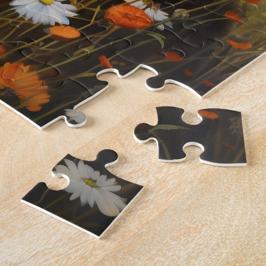 Puzzle Collie rugueuse dans le champ de fleurs (Côté)