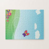 PUZZLE COLLINE AVEC BOUTEILLE ET FLEURS (Horizontal)