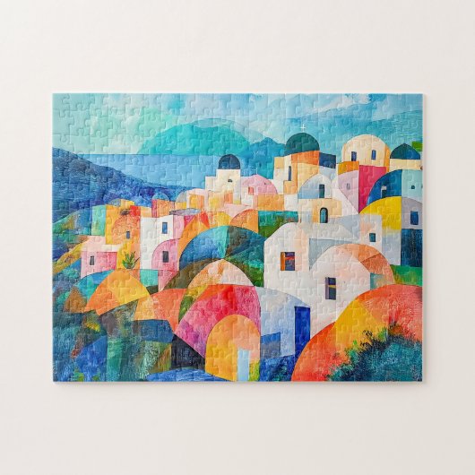 Puzzle Collines de Santorin aux teintes abstraites (Horizontal)
