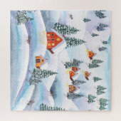 Puzzle Collines, maisons : aquarelle paysage (Horizontal)